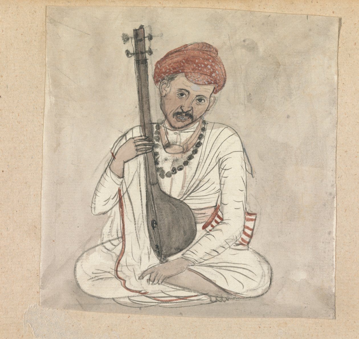 手持弦乐器的男子 作者 Gangaram Chintaman Tambat