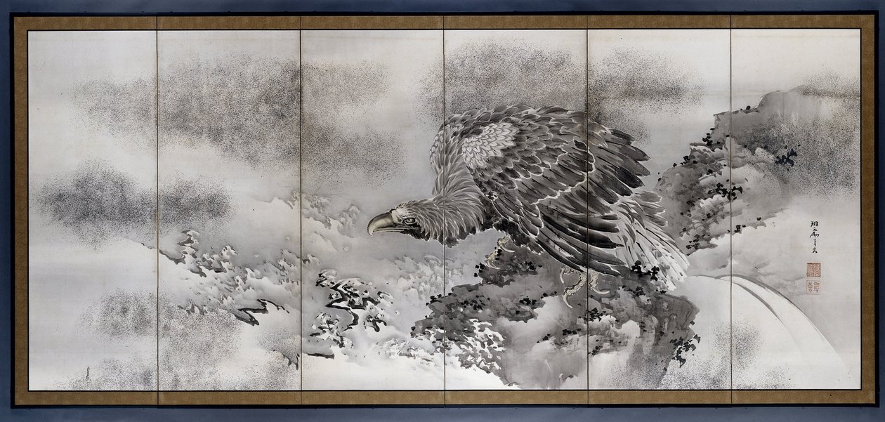 海岸边的海雕屏风
海岸边岩石上的海鹰 作者 元良