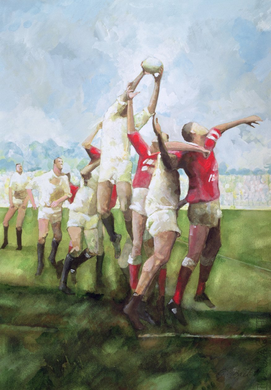 橄榄球比赛：Llanelli v Swansea，Line Out，1992（wc） 作者 加雷斯·劳埃德·鲍尔