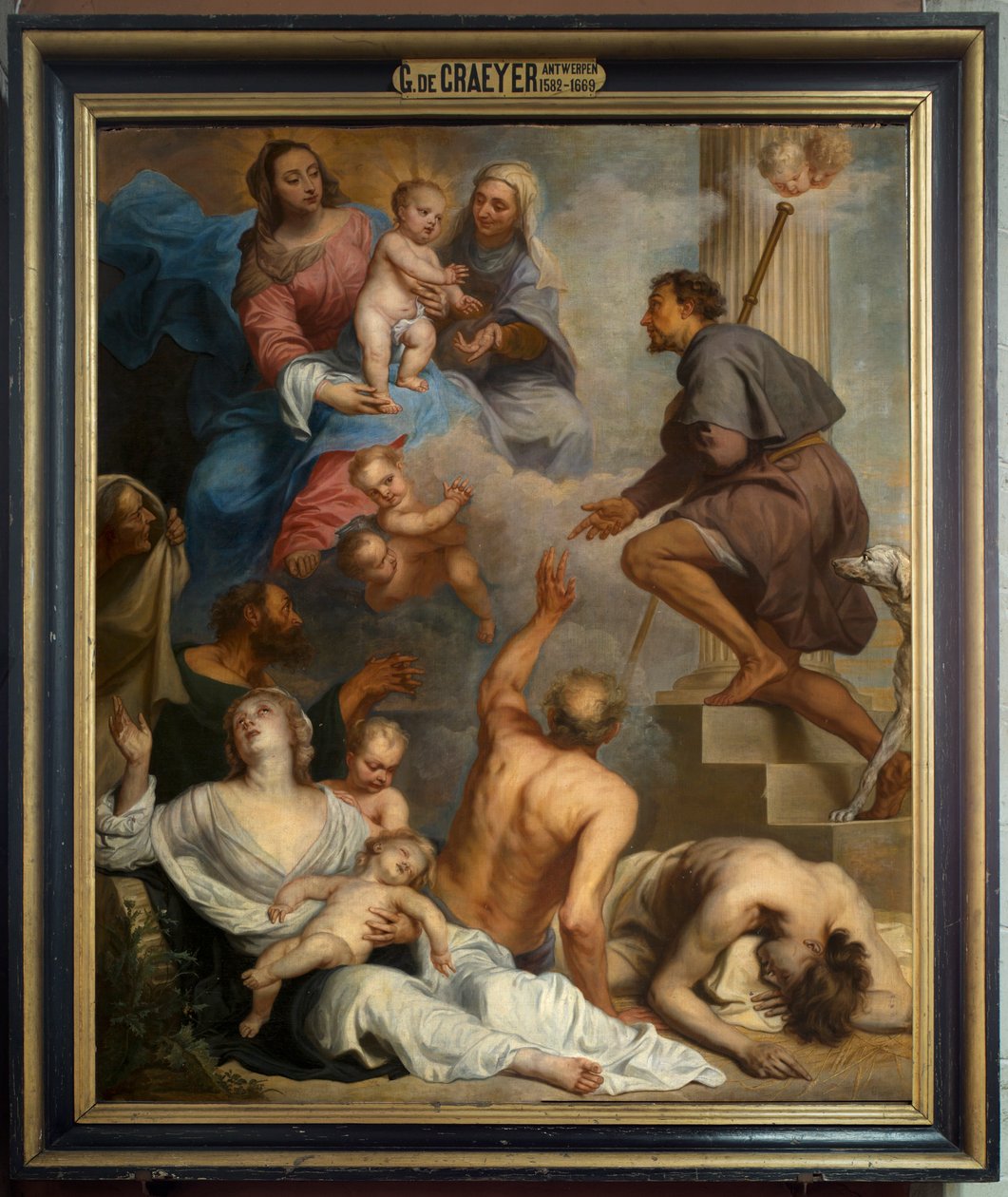 教区教堂(Parish Church of Our Lady)。内部。画作。圣罗克。加斯帕尔-德-克雷尔 作者 加斯帕·德·克雷耶