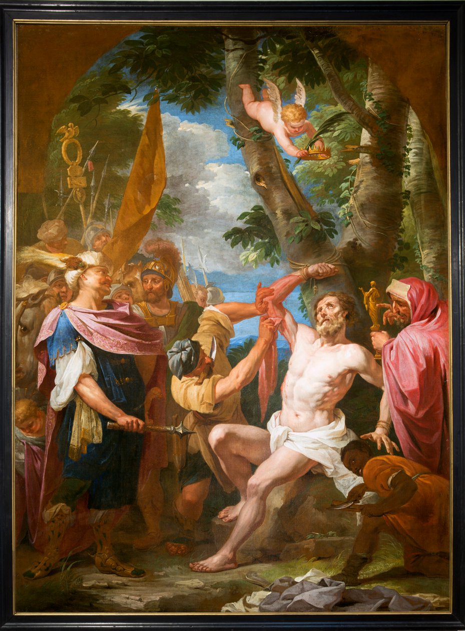 教区教堂（Sint-Bartholomeuskerk）。内部。画作。圣巴托洛缪的殉道者。加斯帕尔-德-克拉耶尔或J-范德海德（？） 作者 加斯帕·德·克雷耶
