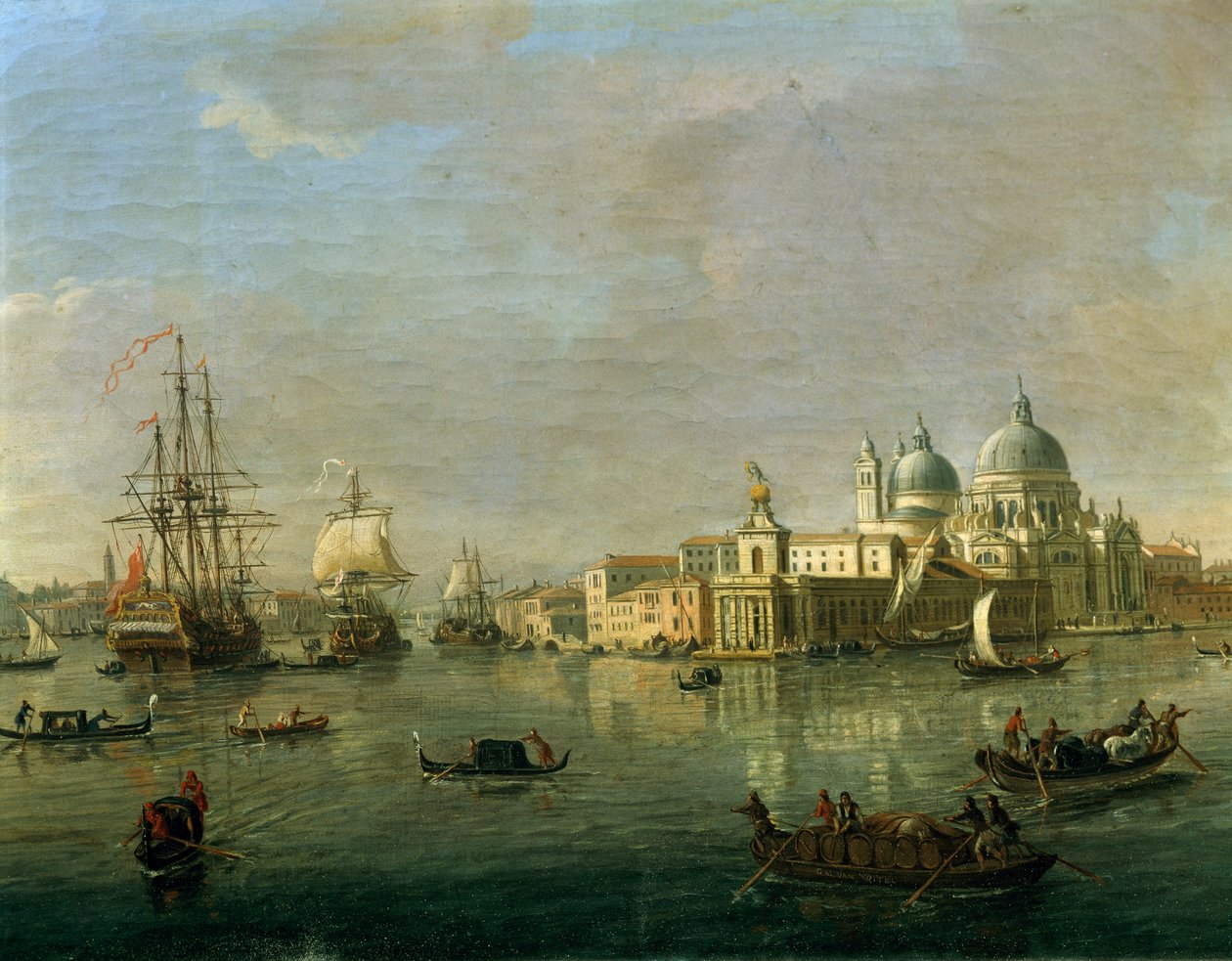 威尼斯与朱代卡和海关大楼的景色，由Gaspar van Wittel（1652或1653-1736）创作，布面油画，27x42厘米，详图 作者 加斯帕·范·威特尔