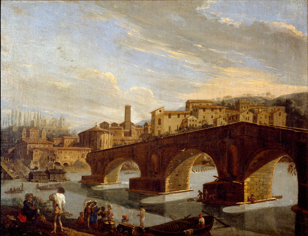 罗马断桥水平的台伯河景观 加斯帕·范维泰利（Gaspar van Wittel，Caspar Van Vitelli）（1653-1736）暗淡 39,5x51 厘米米兰，现代艺术画廊（Galleria d