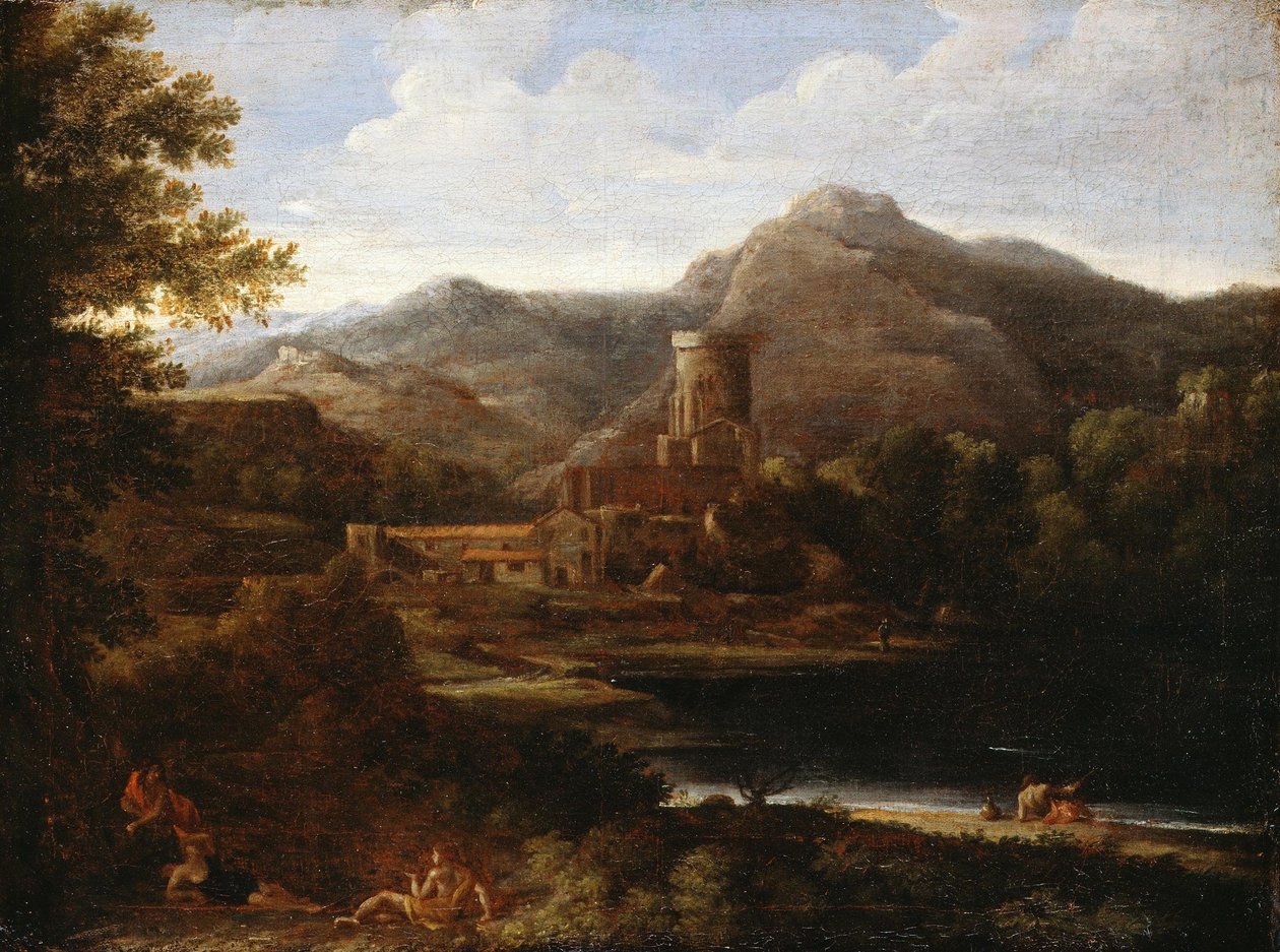 湖附近的村庄 作者 加斯帕德·普桑·杜格（Gaspard Poussin Dughet）