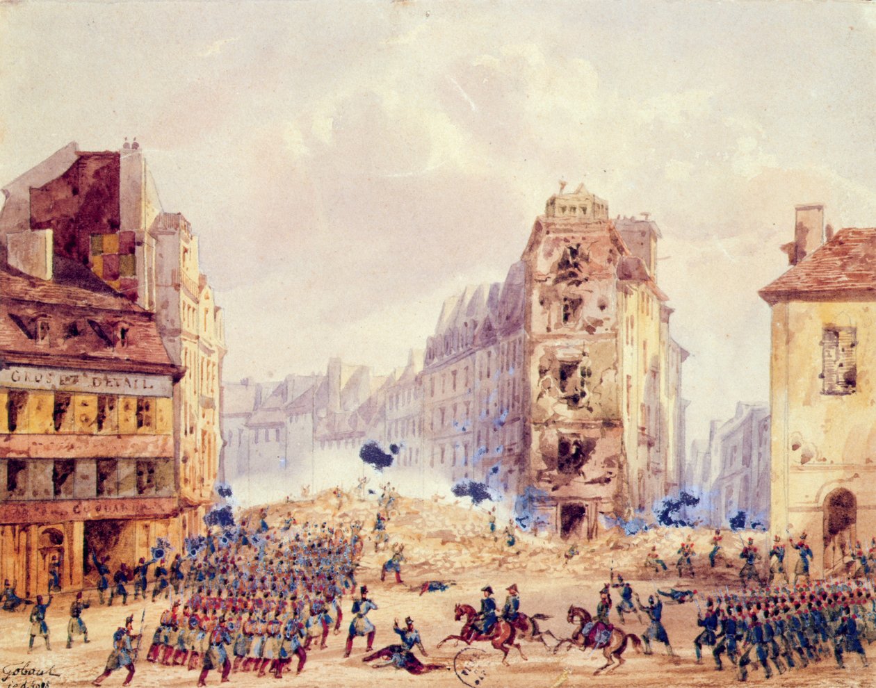 1848年6月25日，Faubourg Saint-Antoine的路障和General Negrier将军的死亡 作者 加斯帕德·戈博特