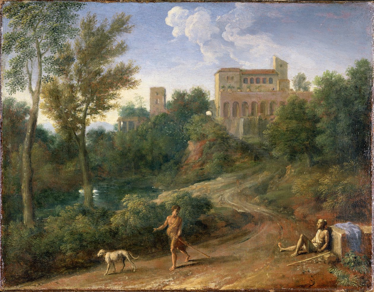 古典风景与数字，c.1672-5 作者 加斯帕德·普桑·杜格（Gaspard Poussin Dughet）