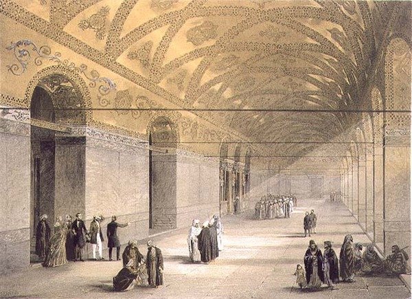 圣索菲亚大教堂，图版10：上层画廊的入口，由路易斯-哈格（1806-85）雕刻，1852年出版（平版）。 作者 加斯帕德（后）福萨蒂