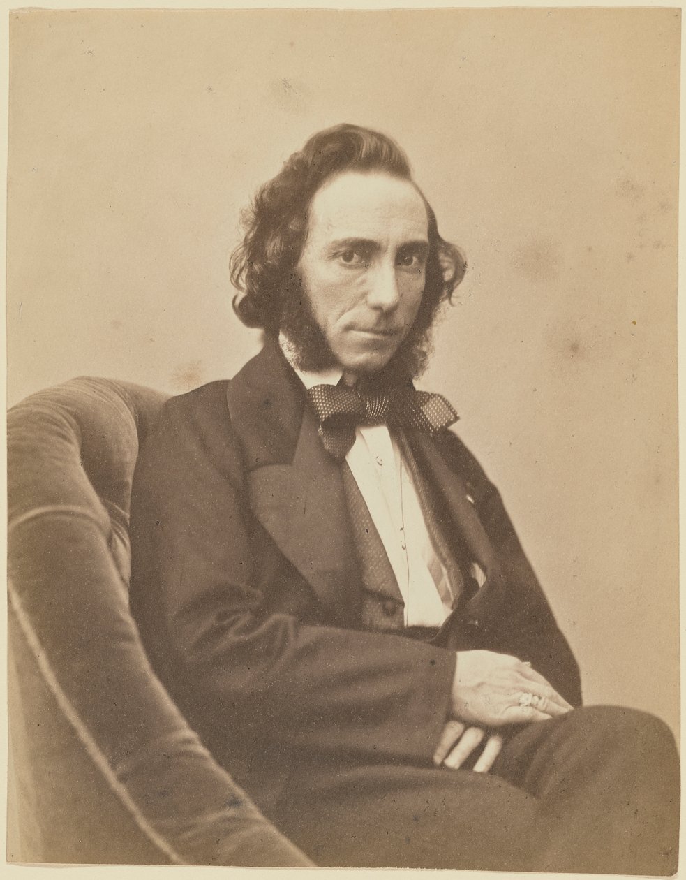 小提琴家和作曲家Ernesto Camillo Sivori 1815-1894的肖像，1854-1855年。 作者 加斯帕德·费利克斯·纳达尔