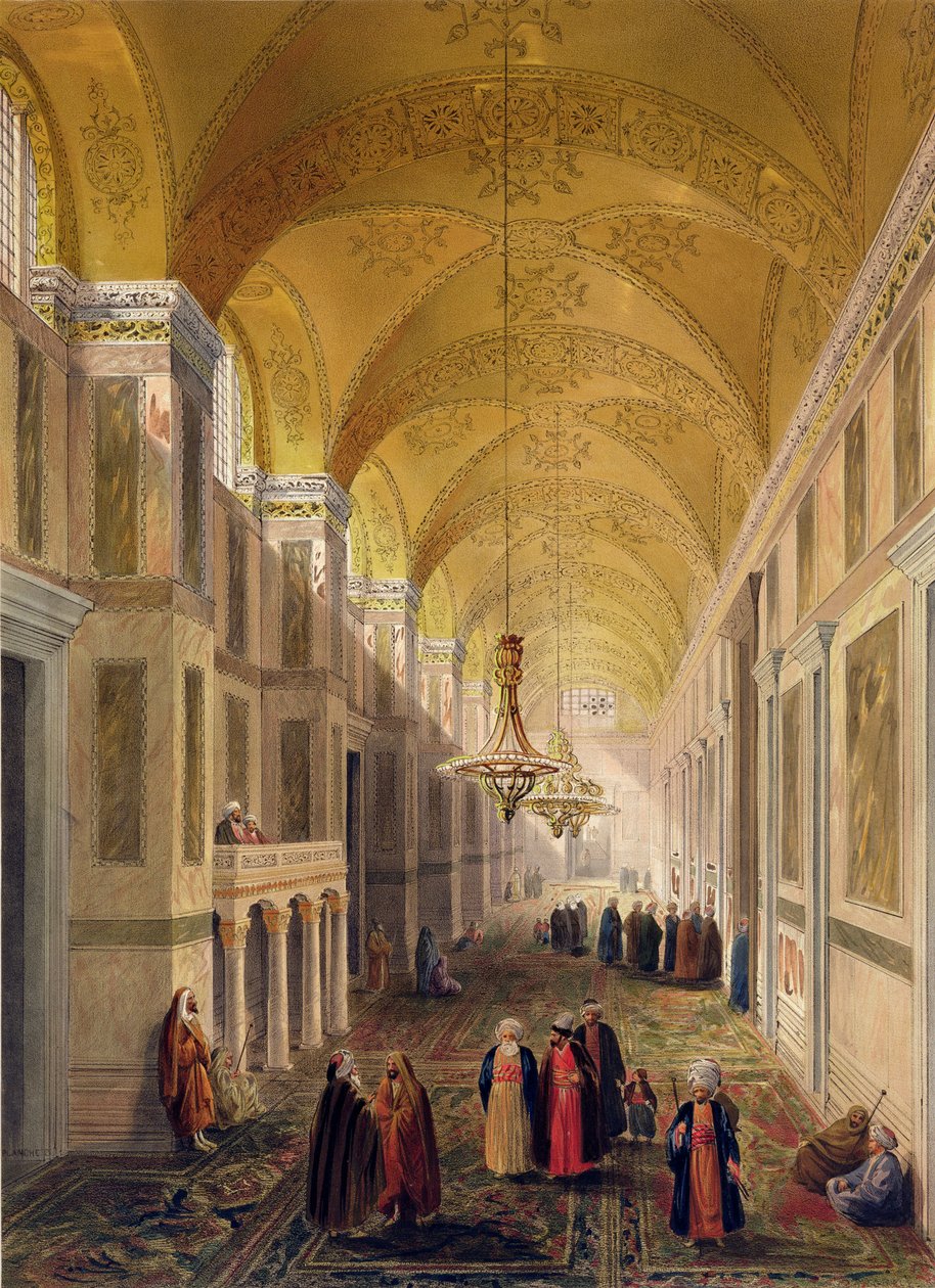 Haghia Sophia，盘子2：narthex，由Louis Haghe（1806-85）镌刻，1852年出版 作者 加斯帕德·福萨蒂（Gaspard Fossati）