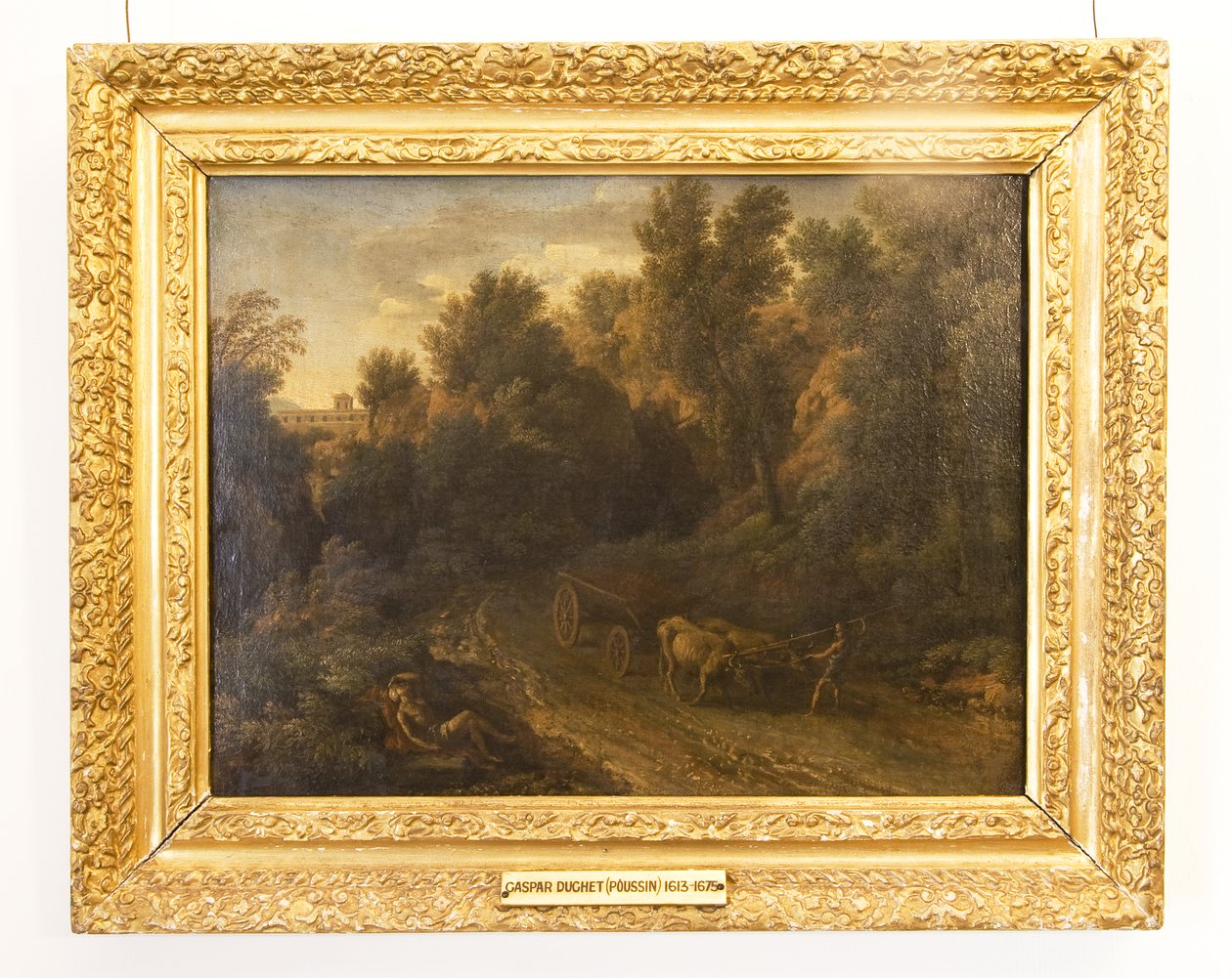 与牛车和数字的古典风景 作者 加斯帕德·普桑·杜格（Gaspard Poussin Dughet）