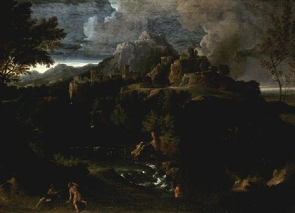 有人物的风景（油画） 作者 加斯帕德·普桑·杜格（Gaspard Poussin Dughet）