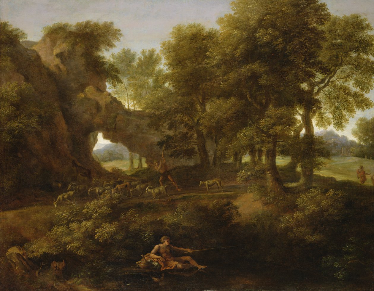 景观与渔夫，牧羊人和其他人物 作者 加斯帕德·普桑·杜格（Gaspard Poussin Dughet）