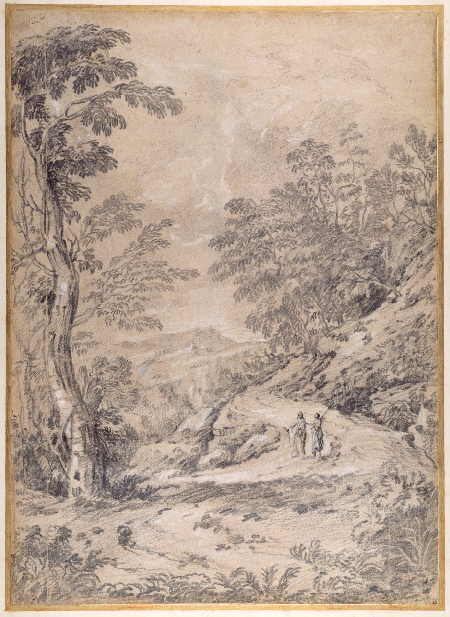 蜿蜒穿过林地和岩石的山路 作者 加斯帕德·普桑·杜格（Gaspard Poussin Dughet）