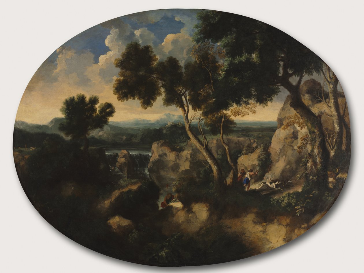 猎人岩石景观，约1635年 作者 加斯帕德·普桑·杜格（Gaspard Poussin Dughet）