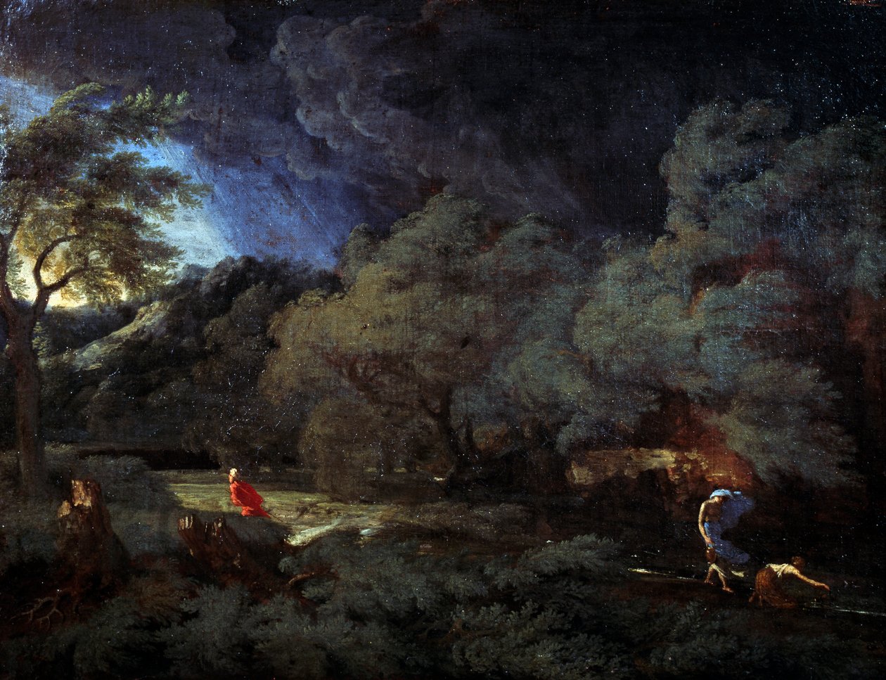 暴风雨中的风景（布面油画 作者 加斯帕德·普桑·杜格（Gaspard Poussin Dughet）