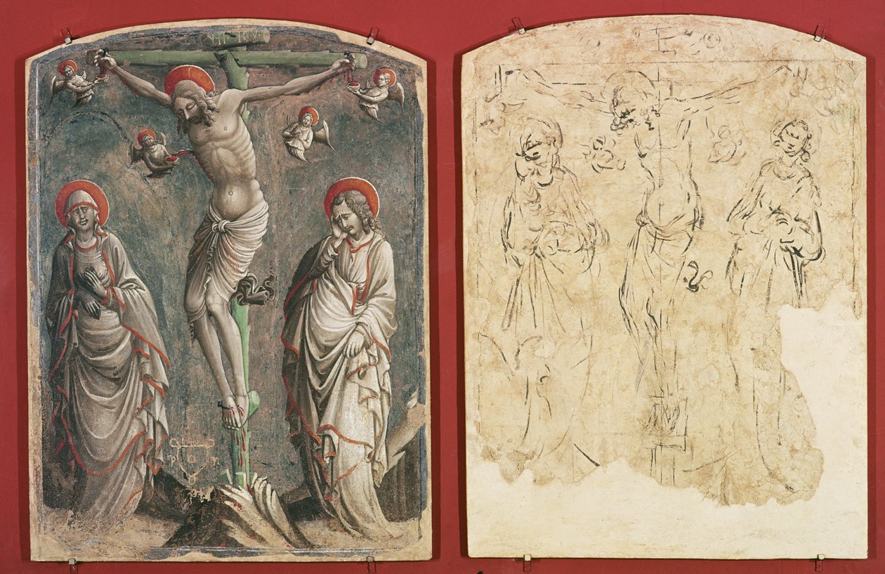 基督在十字架上与圣母和圣约翰福音传教士（fresco und sinopia） 作者 Gaspare di Spinello