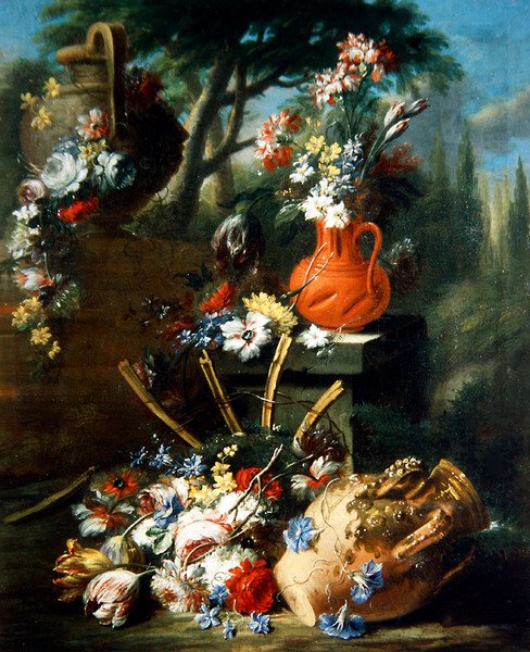 陶罐里的花静物（布面油画） 作者 加斯帕罗·洛佩兹（Gasparo Lopez）