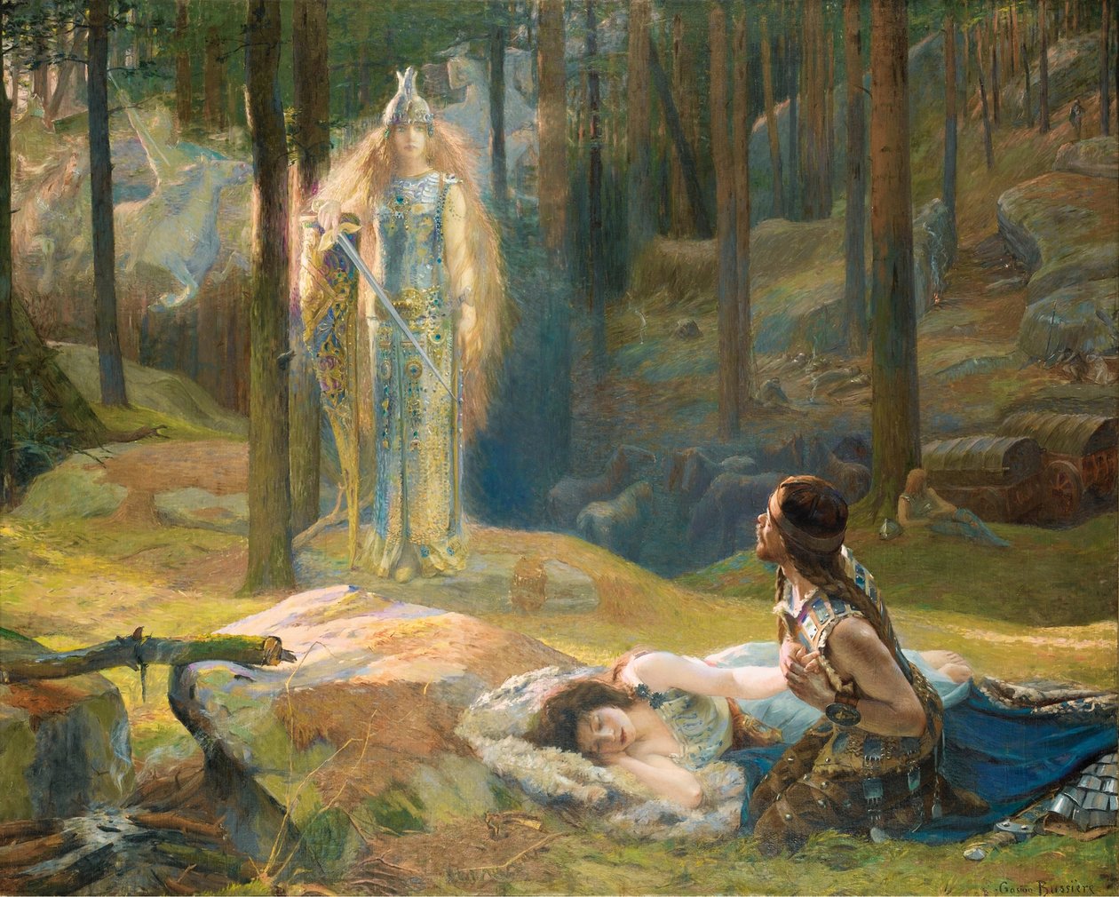 启示录。布伦希尔德（Brunhilde）看到西格蒙德（Siegmund）和西格琳德（Sieglinde），1893年 作者 加斯顿布西埃