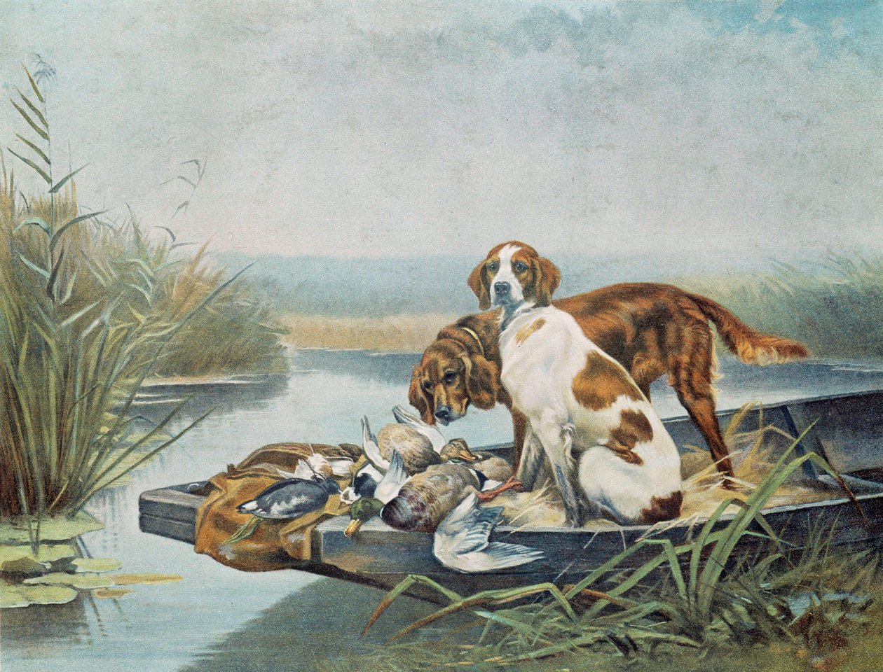 Hunting souvenirs: “” dogs and game”” Watercolour by Jules and Gaston Gelibert (19th century) Paris, decorative arts 作者 加斯顿·盖利伯特