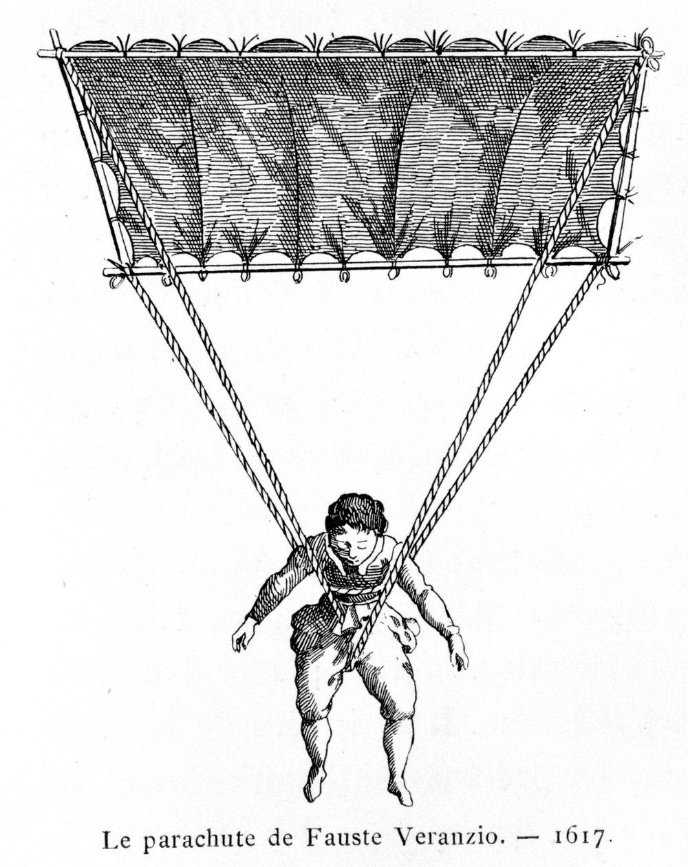 Fauste Veranzio降落伞，1617年，1887年。 作者 加斯顿·蒂桑迪尔