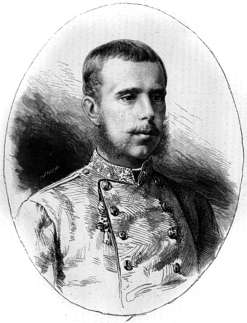 奥地利大公罗多尔夫的肖像（1858-1889）。G. Vuillier的雕刻作品，载于1881年5月21日《世界画报》第1260期。 作者 加斯顿·沃利耶（Gaston Vuillier）