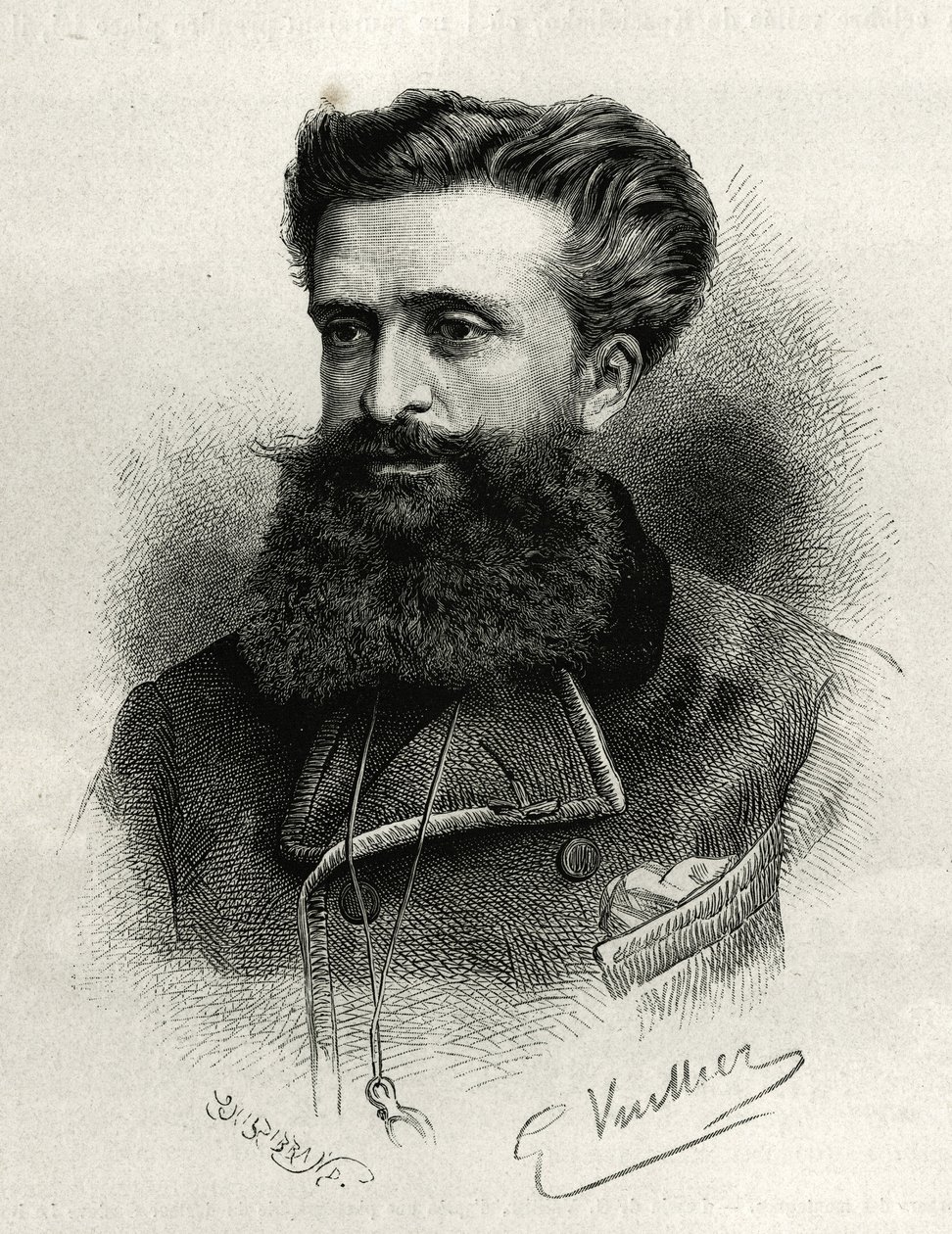 古斯塔夫-勒庞博士（1841-1931）的肖像。G.Vuillier的版画，为里昂医学院院长M.Lortet的故事《今天的叙利亚》作插图，他被公共教育部委以科学使命，发表于《科学》杂志。 作者 加斯顿·沃利耶（Gaston Vuillier）