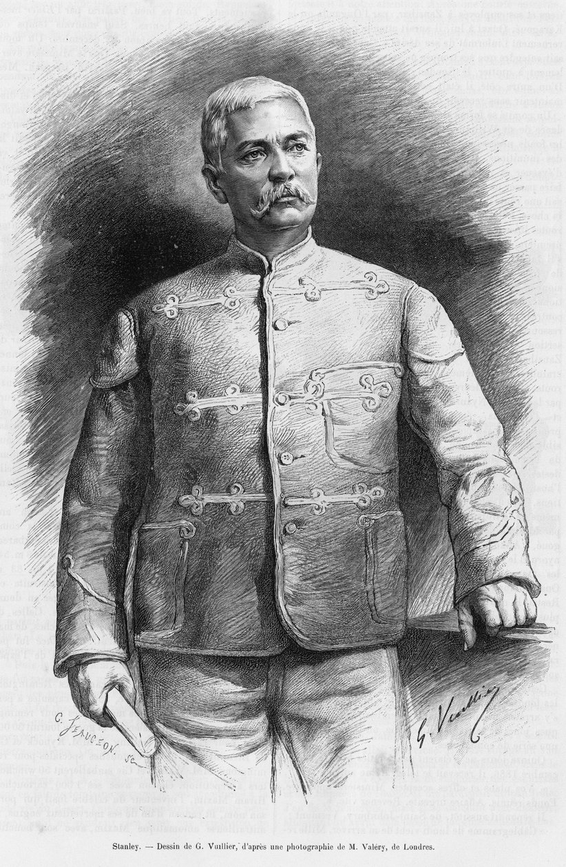 Portrait of Henry Morton Stanley (ne John Rowlands 1841-1904) journalist and explorer. Engraving by G.Vuillier, to illustrate the story Dans les tenebres de l