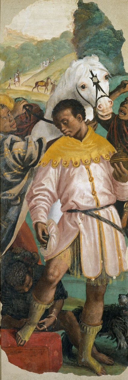 麦琪的崇拜》 左侧面板，1541-1542。 作者 高登齐·法拉利（Gaudenzio Ferrari）