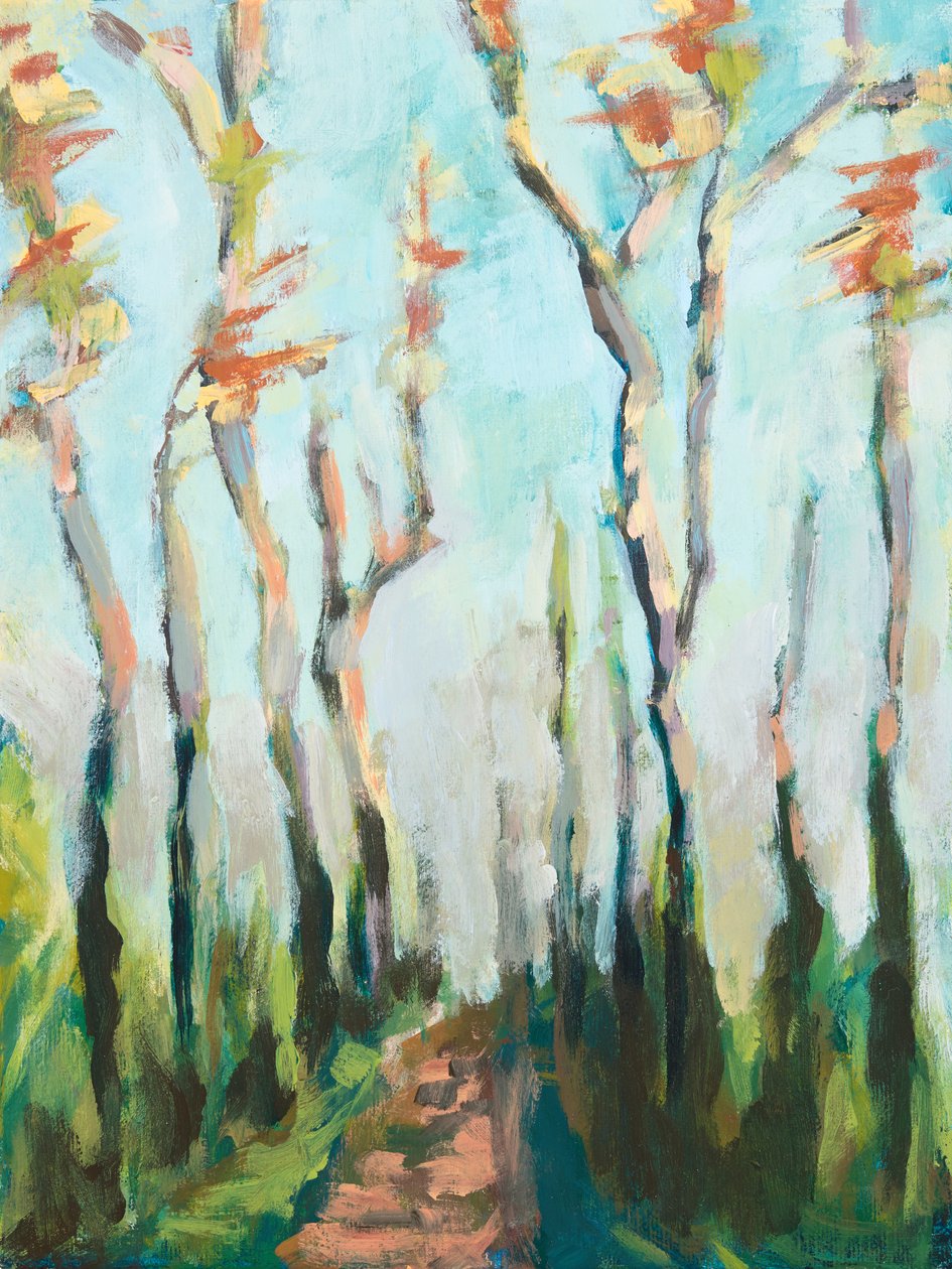 秋天的山毛榉木，2018（木板上的丙烯颜料） 作者 吉纳维芙·法兰西