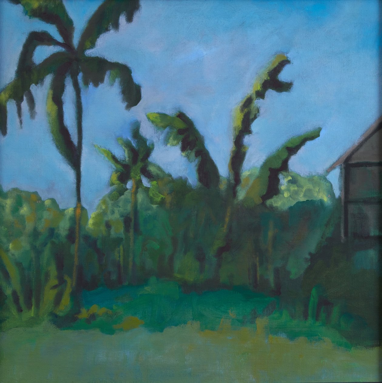 印度风景（凭记忆），2024 年（木板油画） 作者 吉纳维芙·法兰西
