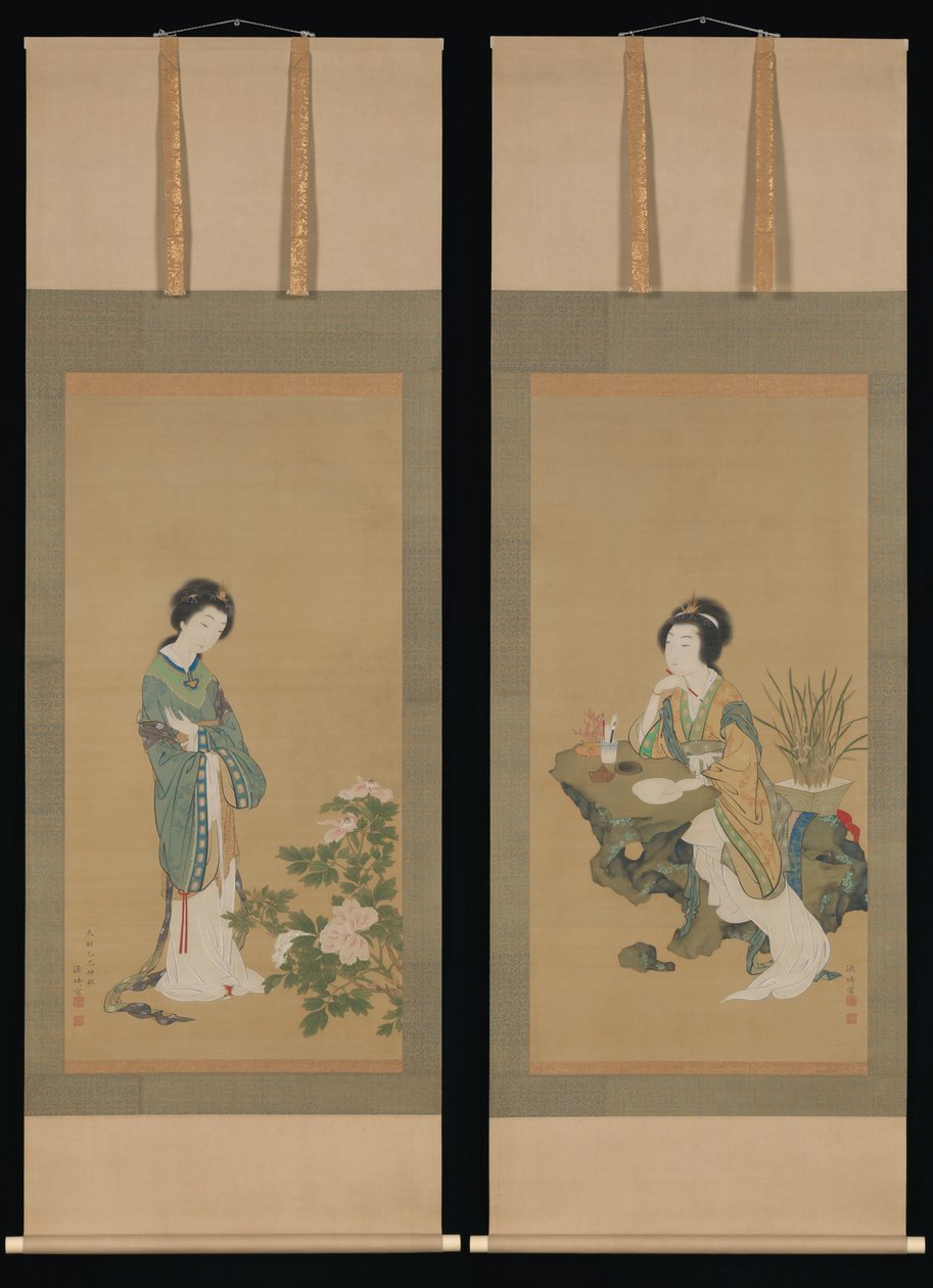 延吉与兰花，杨贵妃与牡丹，1785年。 作者 元气