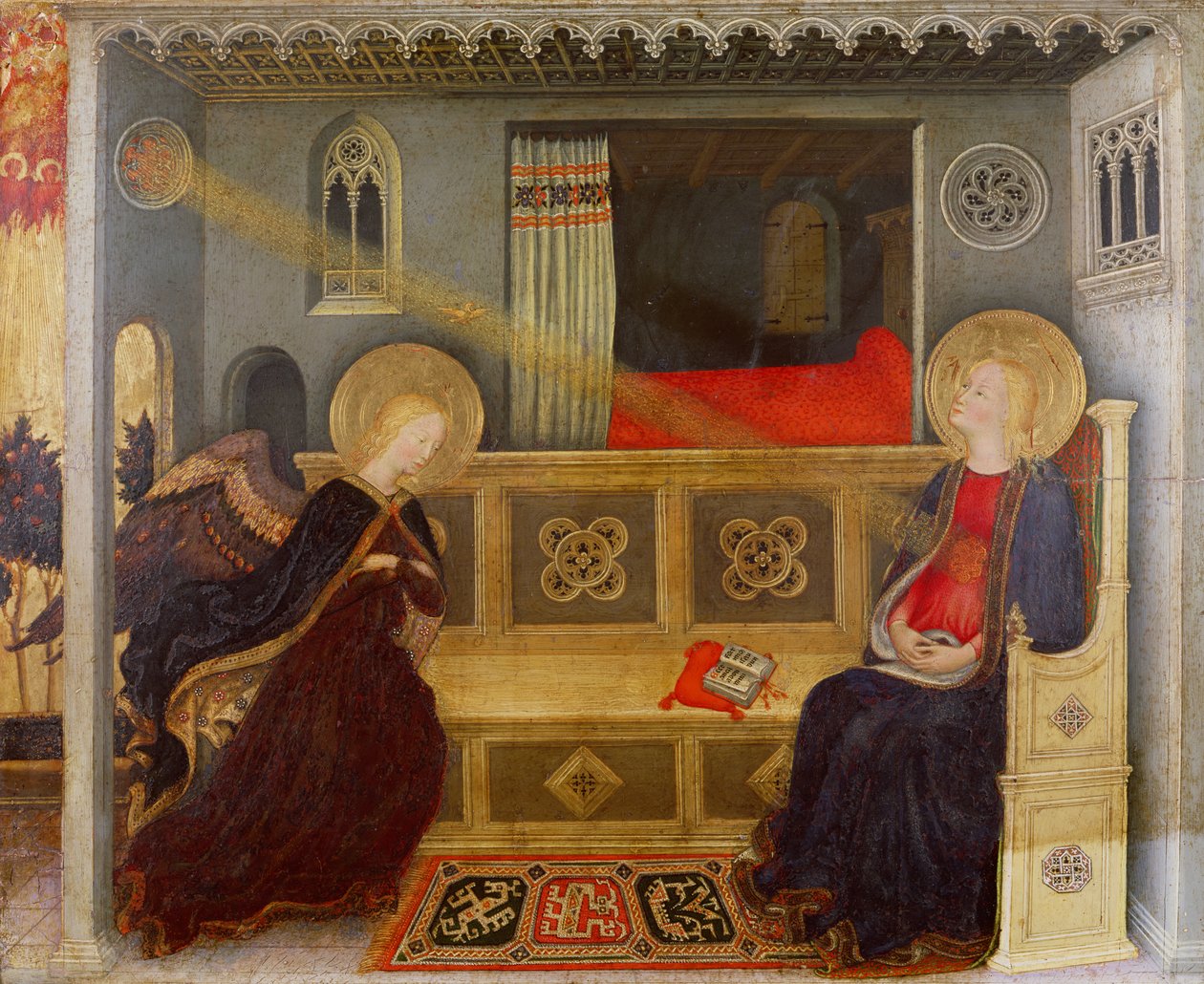 报喜，c.1419（面板上的蛋彩画） 作者 真蒂莱·达·法布里亚诺