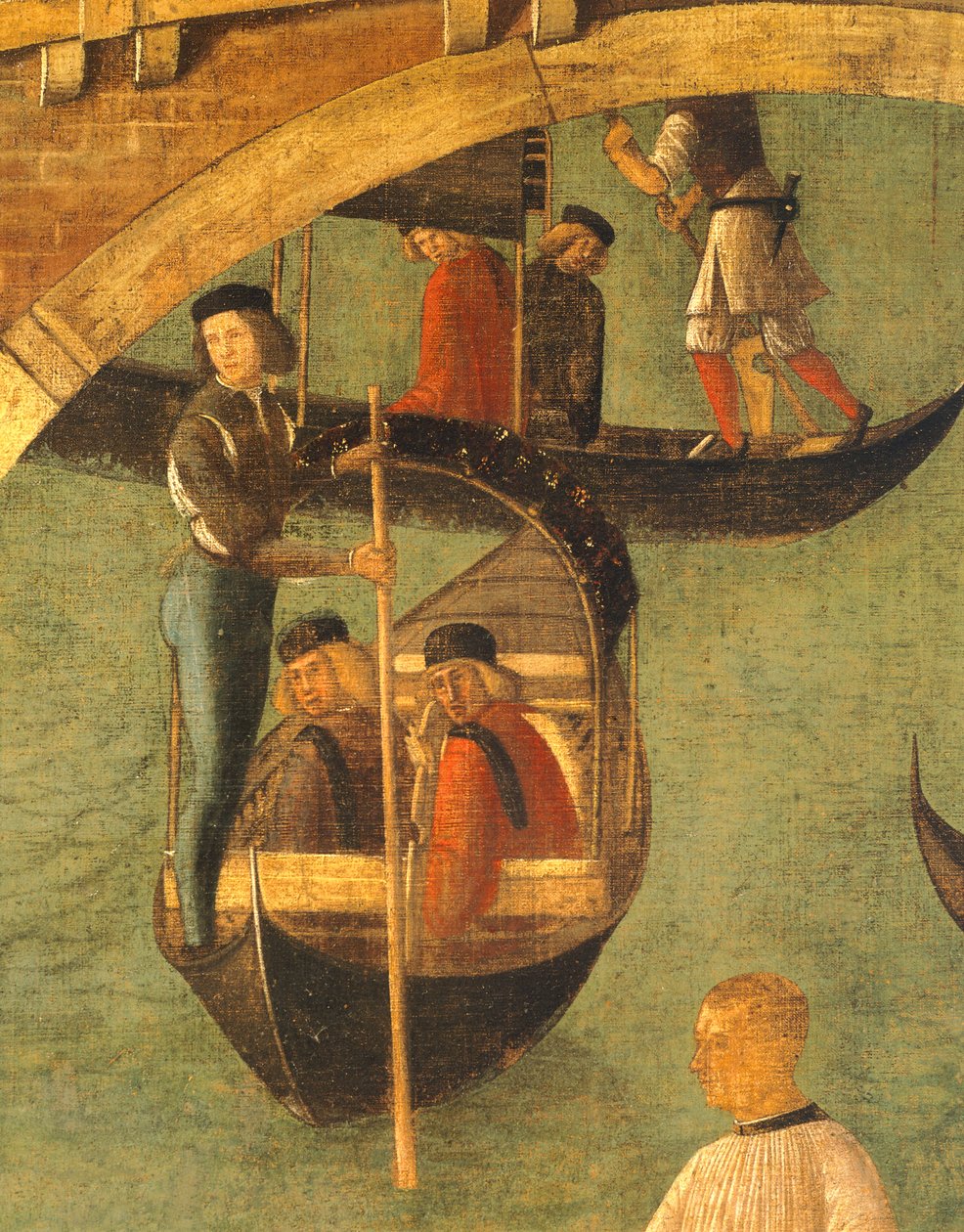 圣洛伦索桥上的十字架奇迹，詹蒂莱·贝利尼（Gentile Bellini，1429-1507 年）绘制，木蛋彩画，323x430 厘米，细节，约 1500 年 作者 外邦人贝里尼
