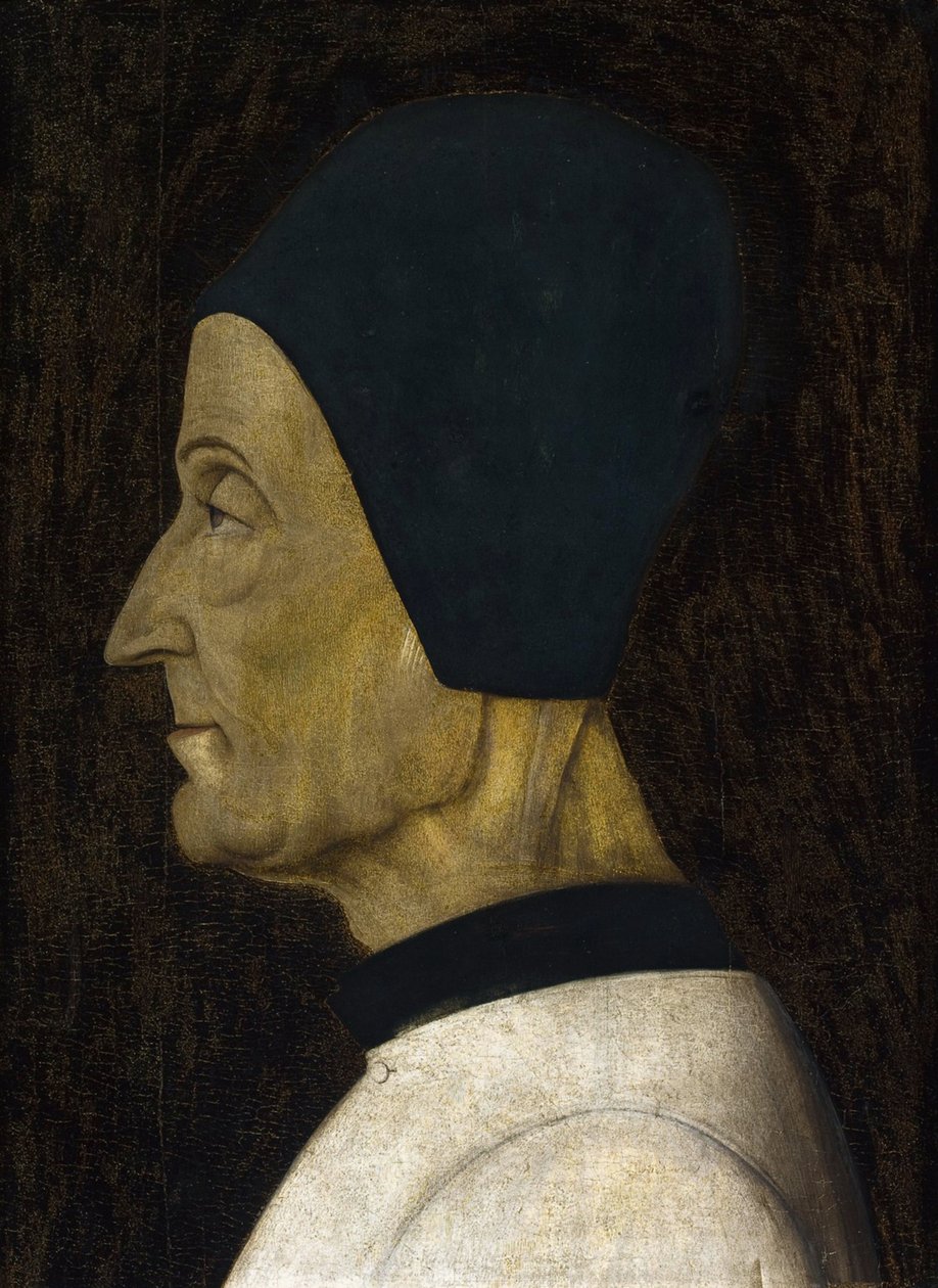 Lorenzo Giustiniani (1383-1456) (Saint Laurent Justinien) 的肖像 - par Bellini, Gentile (约1429-1507).铅笔画在面板上，尺寸：41x29.5 作者 外邦人贝里尼