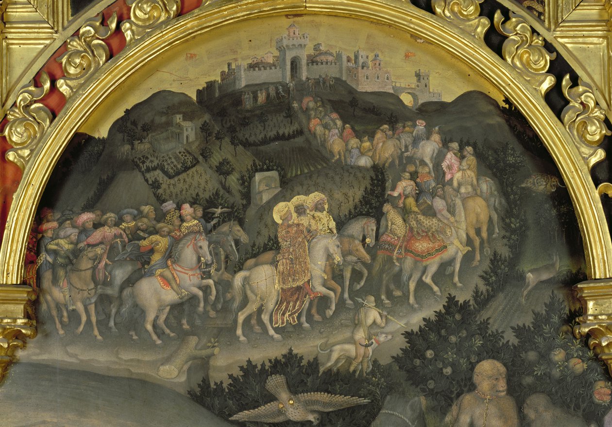 崇拜魔法师详细的耶路撒冷旅程，1423年的温室在29414的面板细节 作者 真蒂莱·达·法布里亚诺