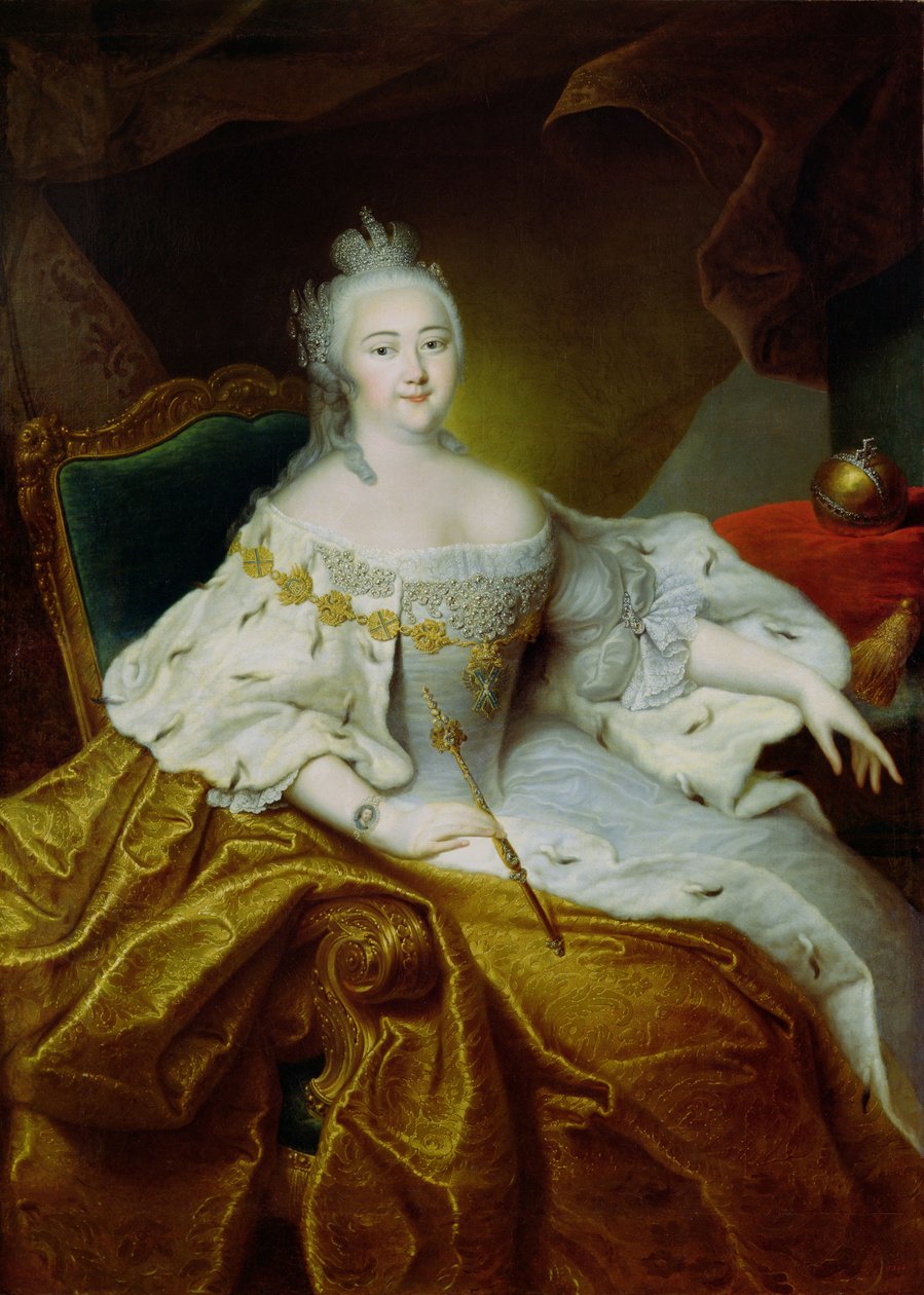 女皇伊丽莎白彼得罗夫娜的肖像，1745年 作者 乔治·克里斯托夫·格罗斯（Georg Christoph Grooth）