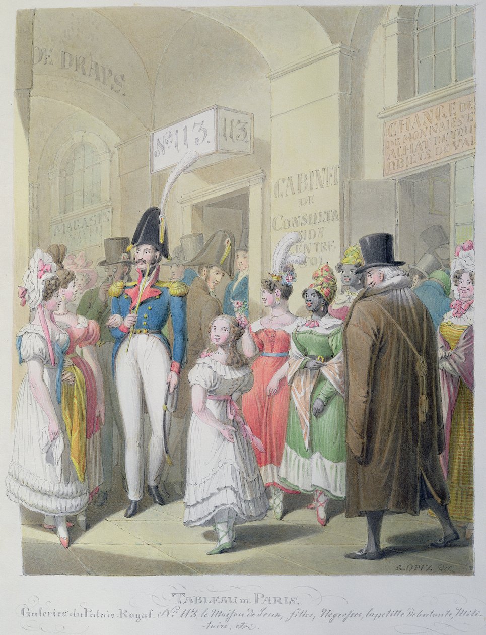 皇家宫殿的画廊，来自&39;Tableau de Paris&39;，1815-30 作者 乔治·伊曼纽尔·奥皮兹