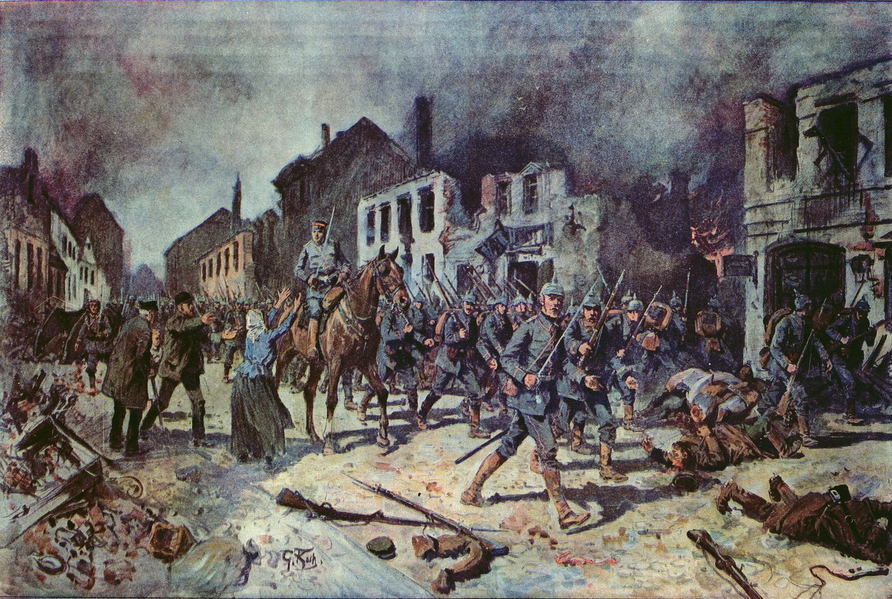 德国军队在Tannenberg战役期间进入Ortelsburg市，1914年8月 作者 乔治·科赫