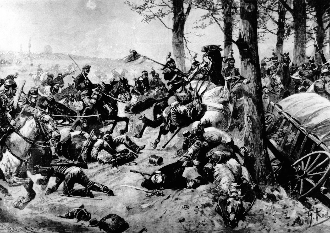 法国装甲骑兵在1870年9月1日的轿车战斗中冲锋 作者 乔治·科赫