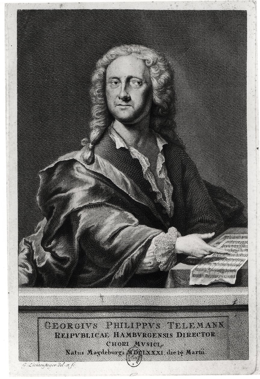 Georg Philipp Telemann的肖像（1681-1757） 作者 乔治·利希滕斯泰格
