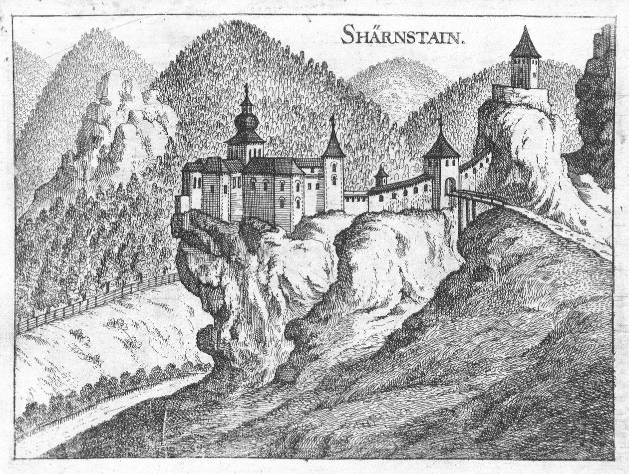 雕刻，Scharnstein城堡，上奥地利州的视图 作者 格奥尔格·马特乌斯·维舍尔