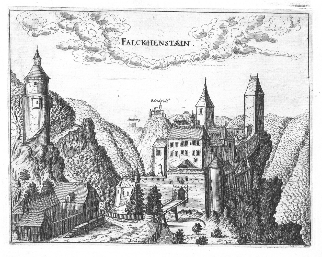 雕刻，Falkenstein城堡，上奥地利州的视图 作者 格奥尔格·马特乌斯·维舍尔