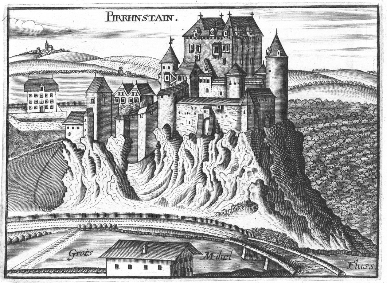 雕刻，Pürnstein城堡，上奥地利州的视图 作者 格奥尔格·马特乌斯·维舍尔
