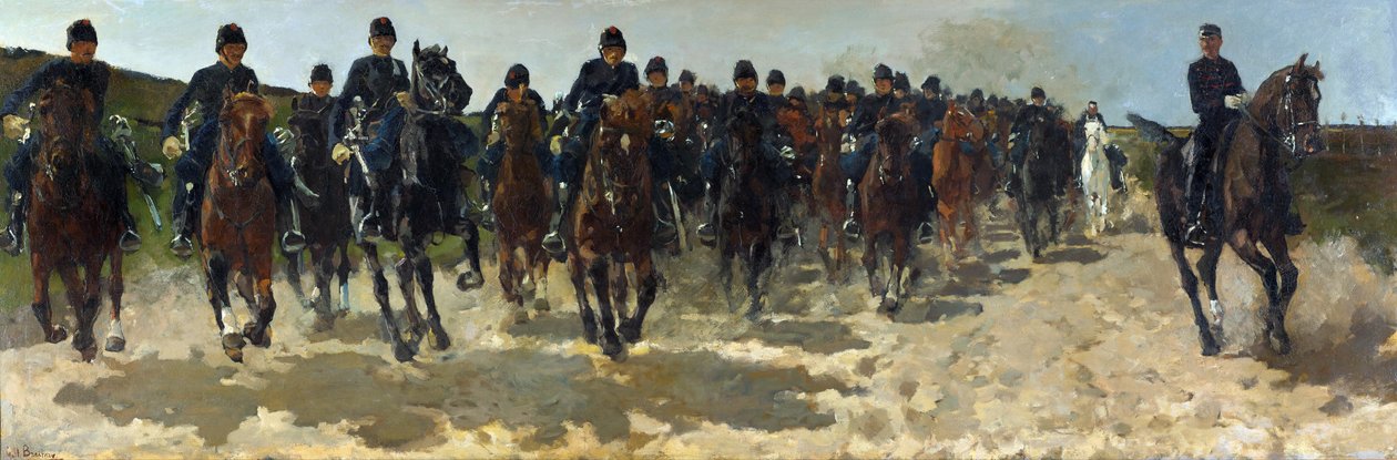 "Cavalerie (Cavalry) Peinture de George Hendrik Breitner(1857-1923) - 1883-1888 - 布面油画 Dim 137x337 cm Gemeentemuseum Den Haag (La Haye) Pays Bas 作者 乔治·亨德里克·布雷特纳