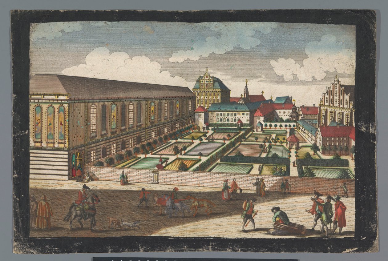 弗罗茨瓦夫的皇宫和卡普钦修道会修道院景观
Das Könige Palatium, samt dem Capuciner und Minoritten Closter zu Breslau（标题见实物） 作者 Georg Balthasar Probst (可能)