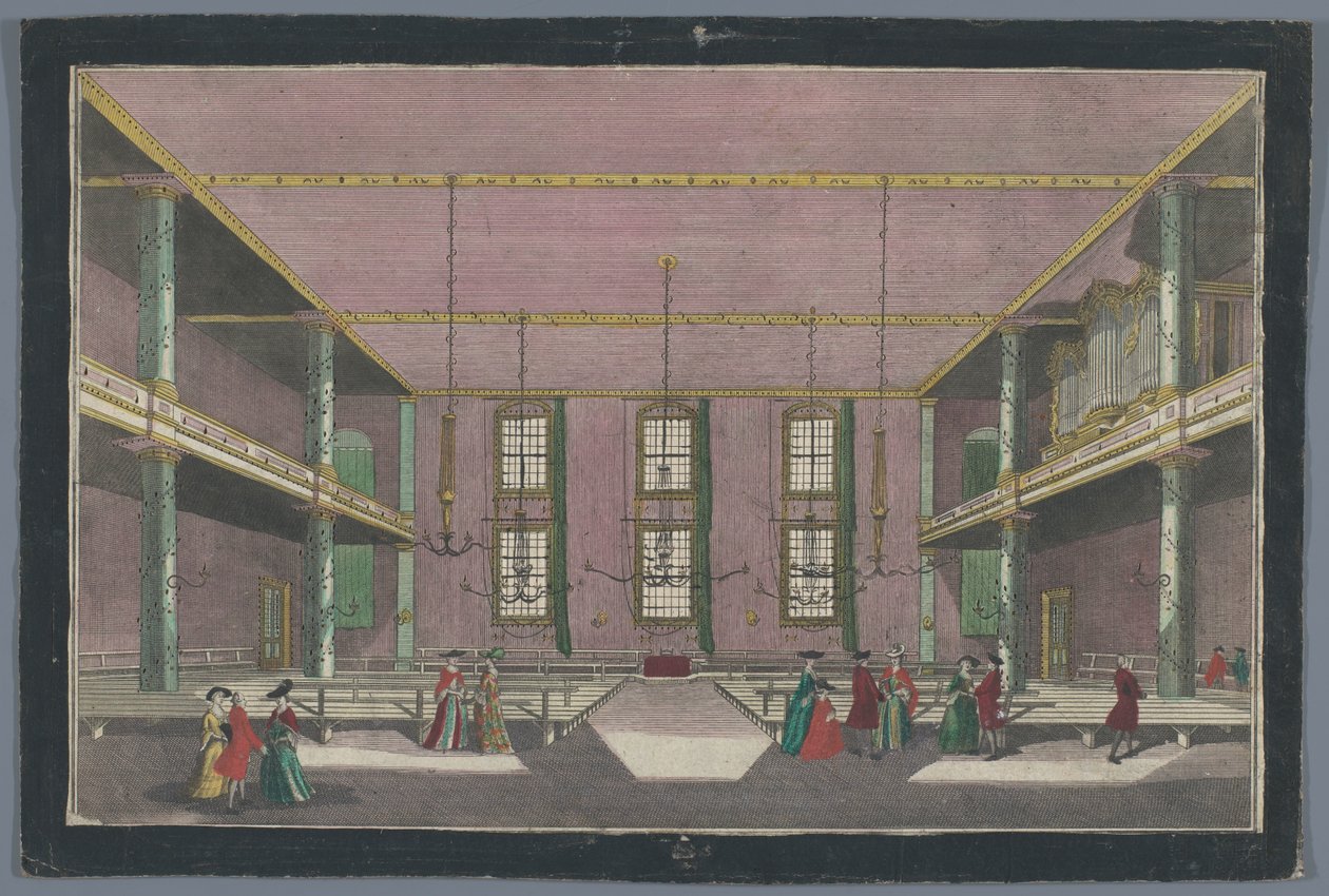 泽伊斯特兄弟会教堂内景
Versammlungs-Platz der Bruder-Gemeinde zu Zeyst von Innen 作者 Georg Balthasar Probst (可能)