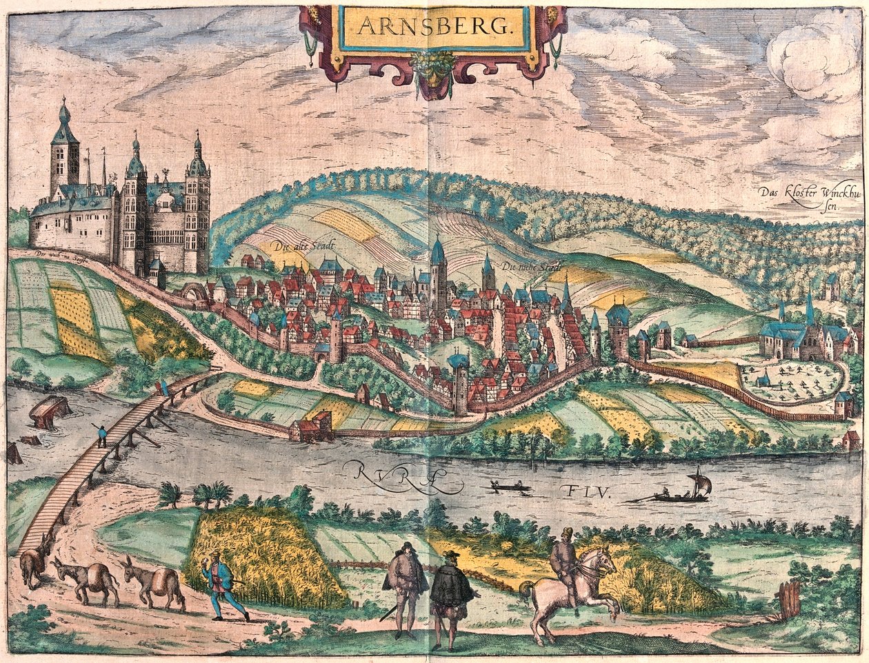 德国阿恩斯贝格 - 格奥尔格-布劳恩（Georg Braun）于 1617 年在科隆创作的《Civitates Orbis Terrarum》中的作品 作者 乔治·布劳恩