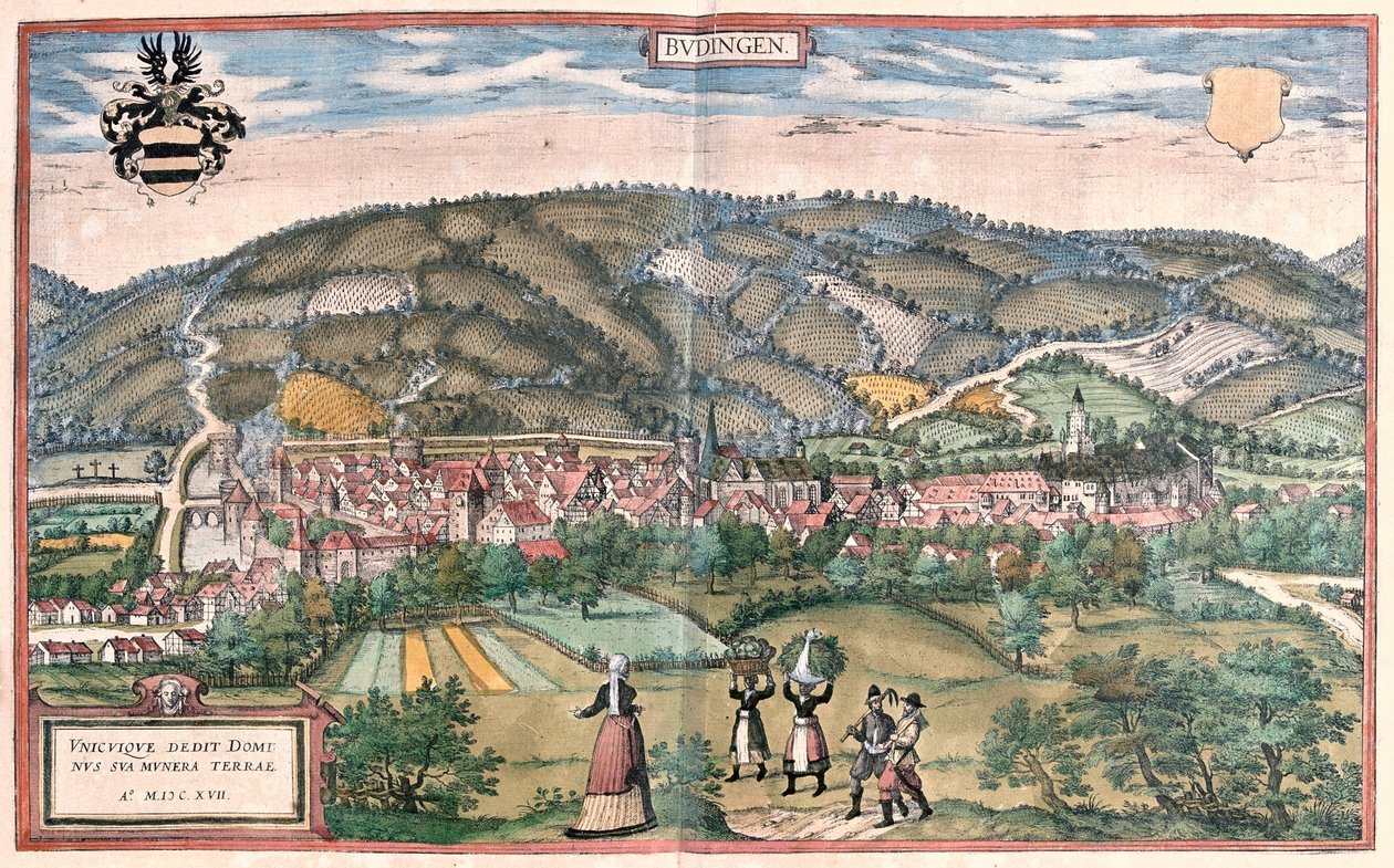 德国布丁根 - 格奥尔格-布劳恩（Georg Braun）1617 年创作的 "Civitates Orbis Terrarum"，科隆 作者 乔治·布劳恩