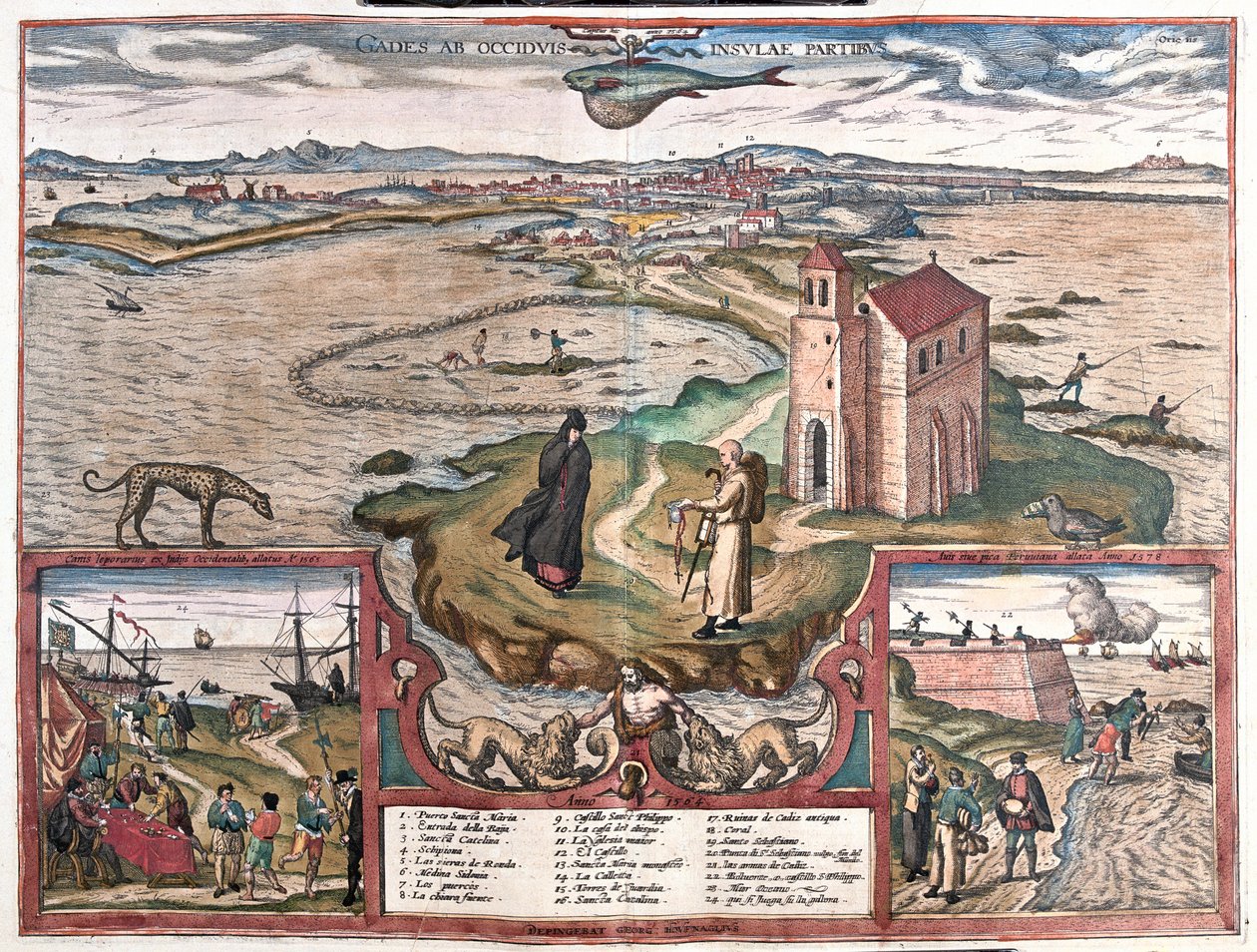 西班牙卡迪斯--载于格奥尔格-布劳恩 1617 年创作的《Civitates Orbis Terrarum》，科隆 作者 乔治·布劳恩