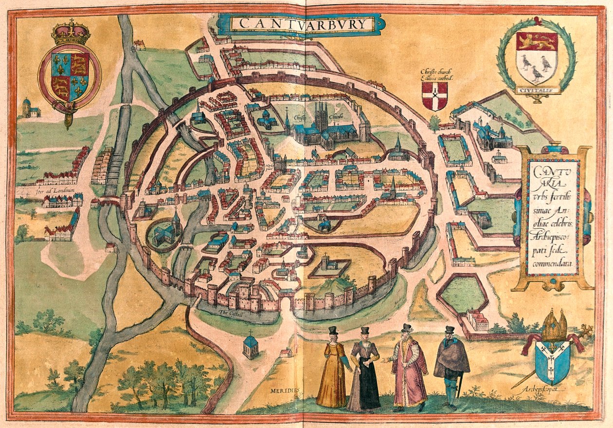 英格兰坎特伯雷 - 格奥尔格-布劳恩（Georg Braun）1617 年创作的 "Civitates Orbis Terrarum"，科隆 作者 乔治·布劳恩